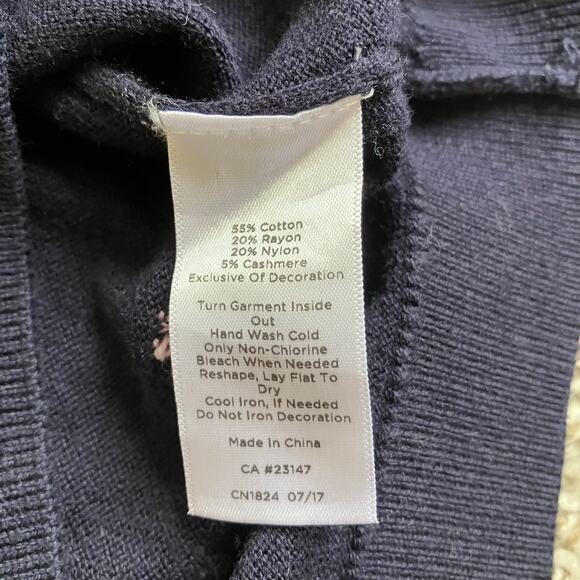 Talbots Sz M Party Hat Scoop Neck Sweater Navy with Multicolor Birthday Holiday - Picture 9 of 16